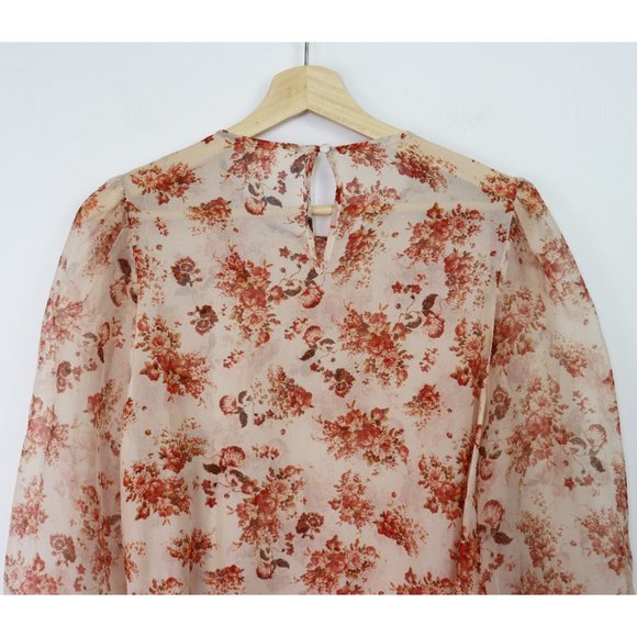 NEW Cami NYC Francie Floral Print Silk Blouse Semi Sheer Cream Vintage Flora L - Picture 9 of 9